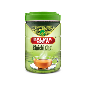 Dalmia Gold Cardamom Chai - 500gms Container Pack | 100% Natural Cardamom Flavored CTC Tea | Fresh and Natural Cardamom Chai in Jar