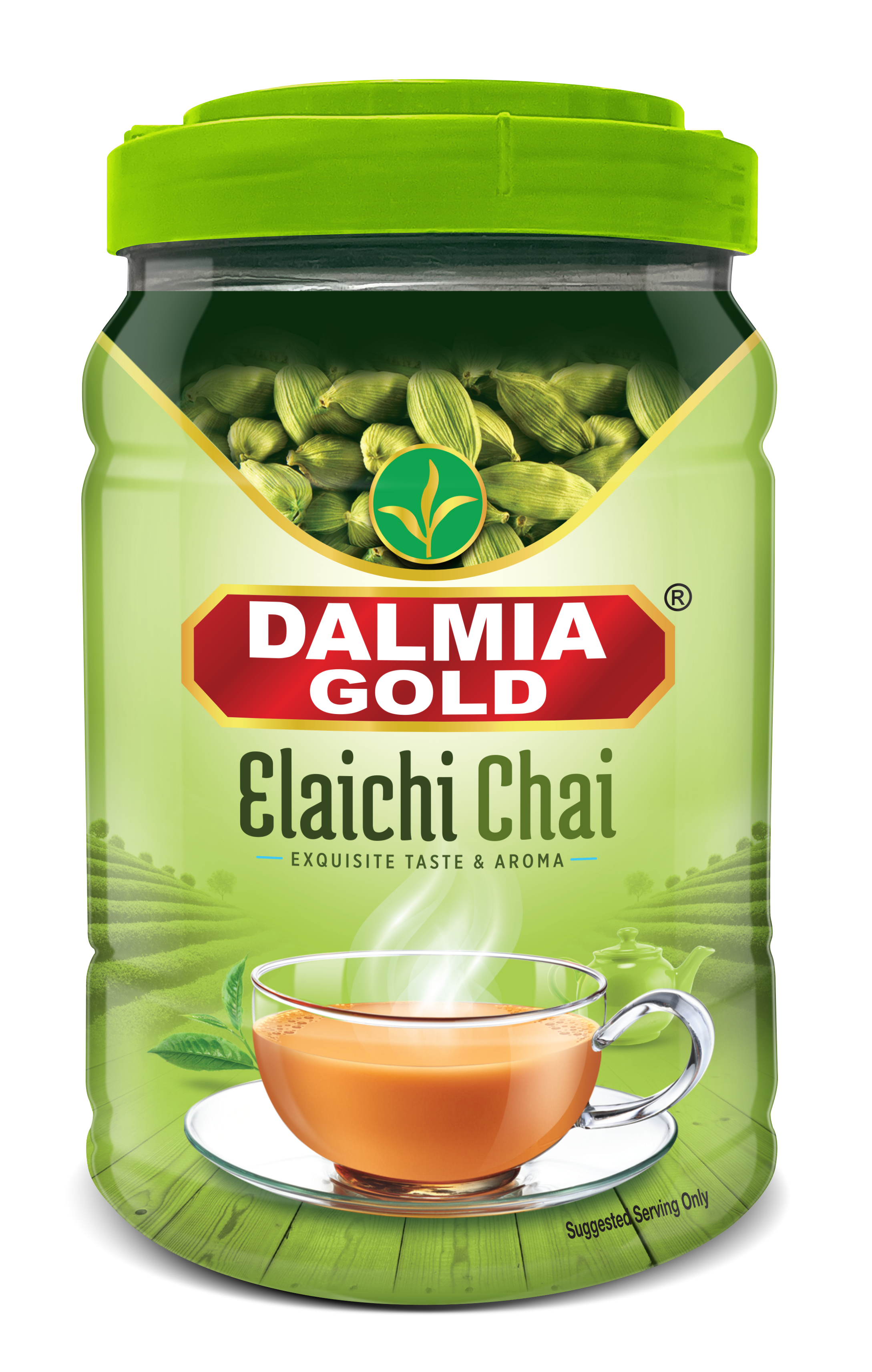 Dalmia Gold Cardamom Chai - 500gms Container Pack | 100% Natural Cardamom Flavored CTC Tea | Fresh and Natural Cardamom Chai in Jar