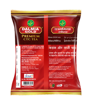 DALMIA GOLD Premium TEA - 250GMS POLY PACK | Blend of CTC Tea Granules from Assam and Dooars (PACK OF 2)