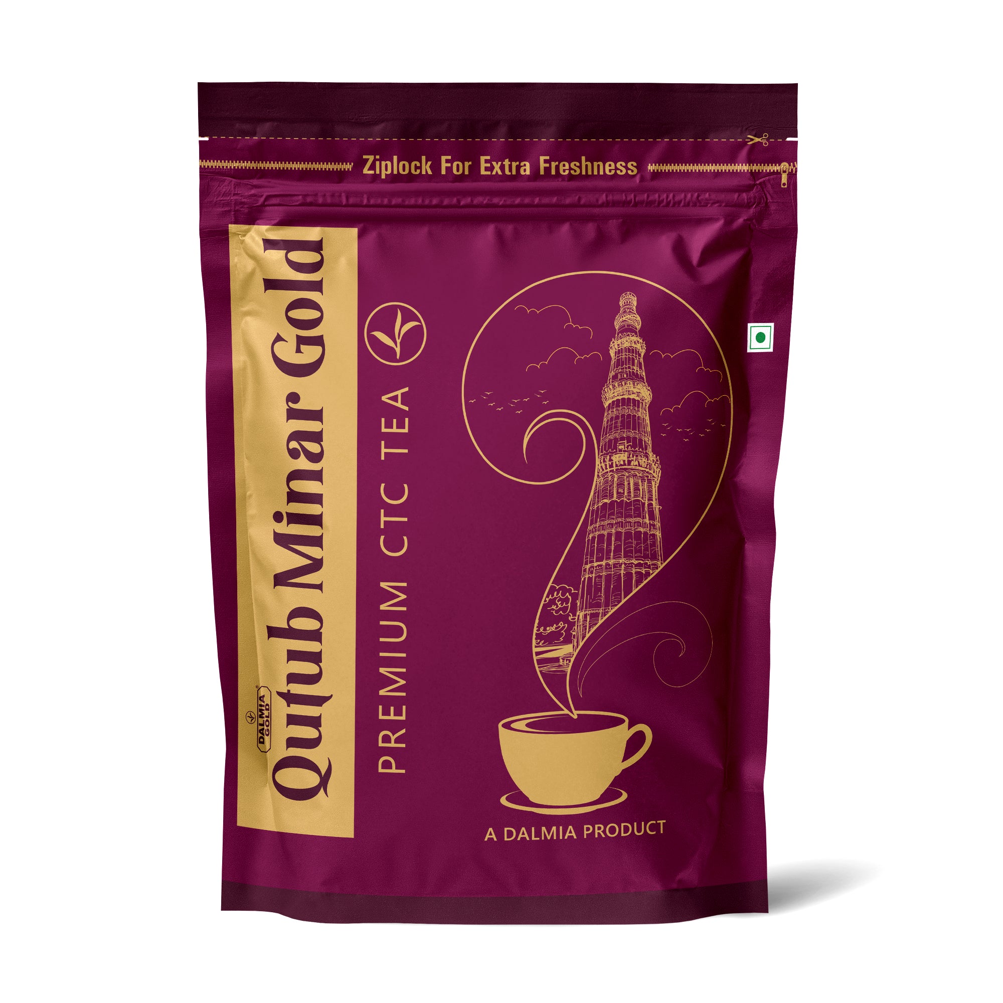 Dalmia Gold Qutab Minar Gold Tea 1kg - Standup Pouch Pack | Fine Quality Fannings Dust CTCTea