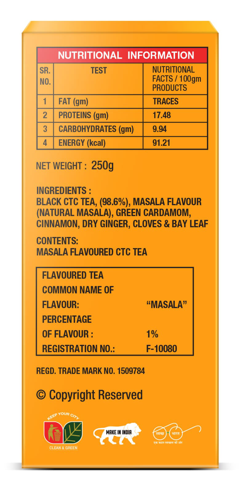 Dalmia Gold Masala Chai - 250gms (Monocarton Pack) | Premium Masala Kadak Chai with 100% Authentic Natural Indian Spices |